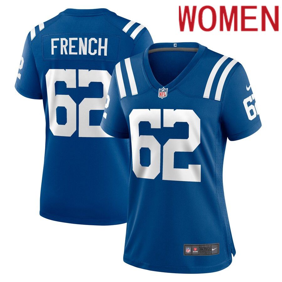 Women Indianapolis Colts 62 Wesley French Nike Royal Game Player NFL Jersey